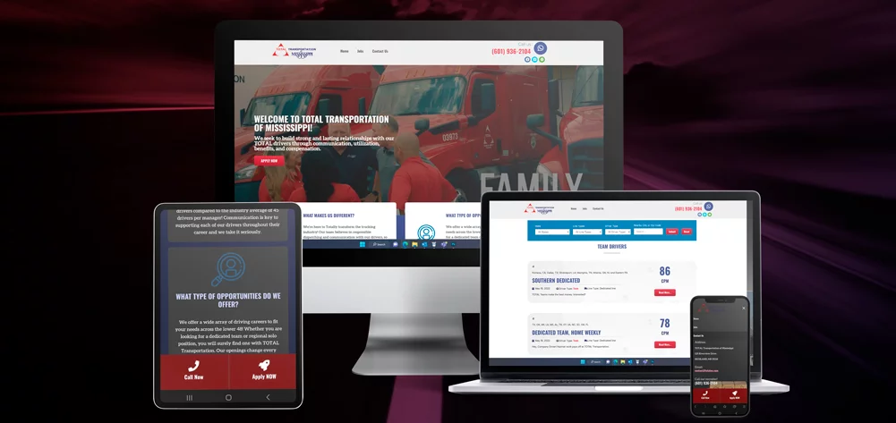 Web Design Portfolio for Total Transportration